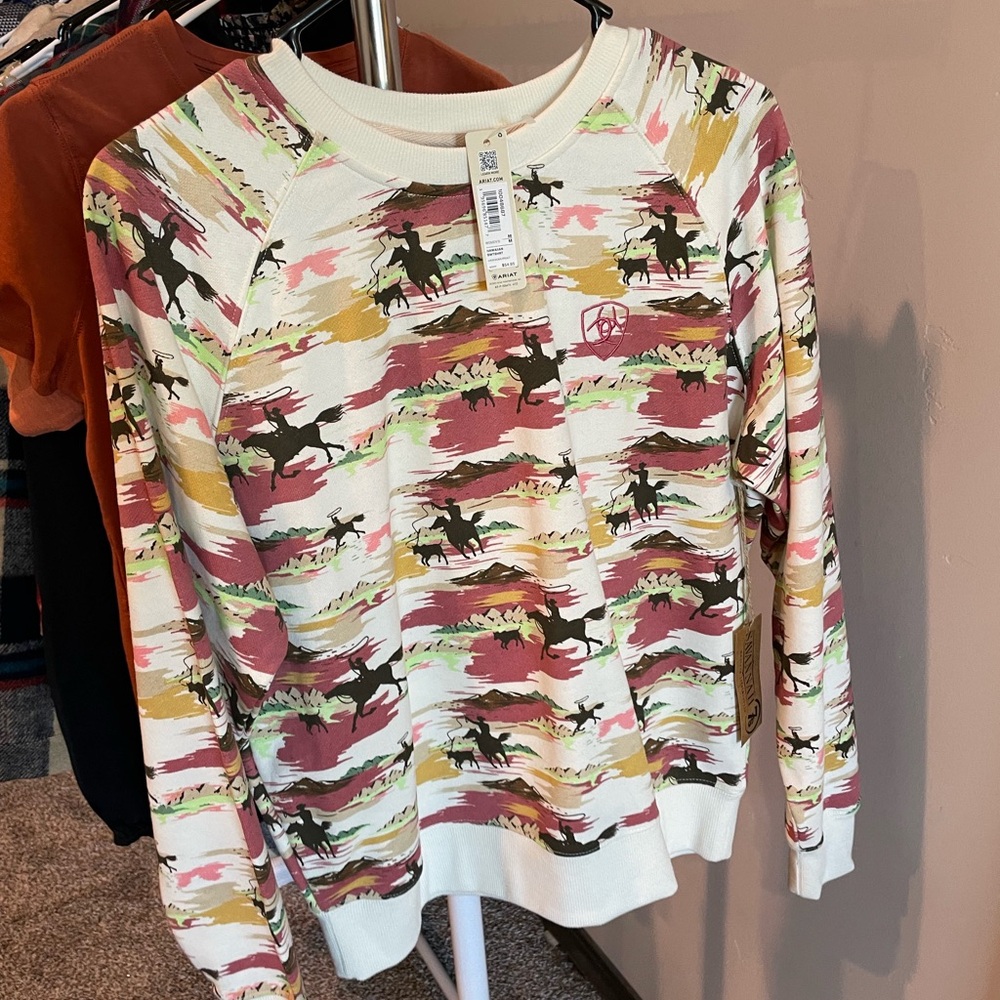 Colorful Horse Print Sweater